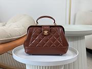 Chanel Small Bag with Top Handle Shiny Lambskin & Gold Tone Metal Brown - 16×23.5×8cm  - 4