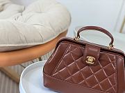 Chanel Small Bag with Top Handle Shiny Lambskin & Gold Tone Metal Brown - 16×23.5×8cm  - 3