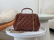 Chanel Small Bag with Top Handle Shiny Lambskin & Gold Tone Metal Brown - 16×23.5×8cm  - 2