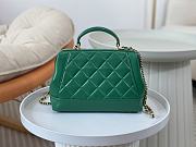 Chanel Small Bag with Top Handle Shiny Lambskin & Gold Tone Metal Green - 16×23.5×8cm  - 6