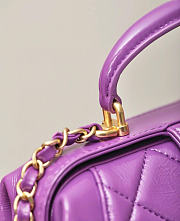 Chanel Small Bag with Top Handle Shiny Lambskin & Gold Tone Metal Purple - 16×23.5×8cm  - 6