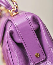 Chanel Small Bag with Top Handle Shiny Lambskin & Gold Tone Metal Purple - 16×23.5×8cm  - 2