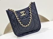 Chanel Hobo Handbag Calfskin & Gold Tone Metal Black - 23x22x6.5cm - 1