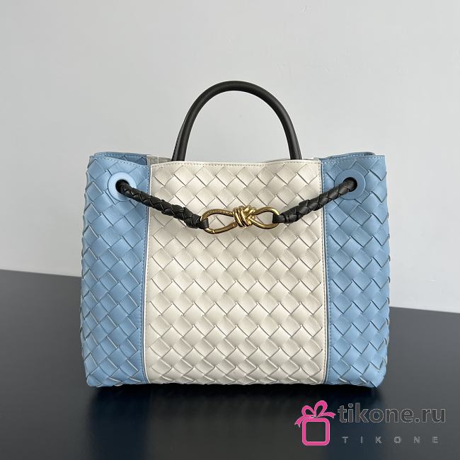 Bottega Veneta Medium Andiamo Intrecciato White/ Blue - 32x25x11cm - 1