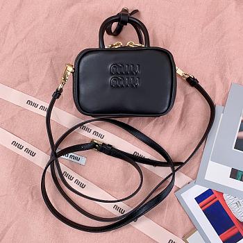 Miumiu Leather Micro Bag Black - 10.5x4cm