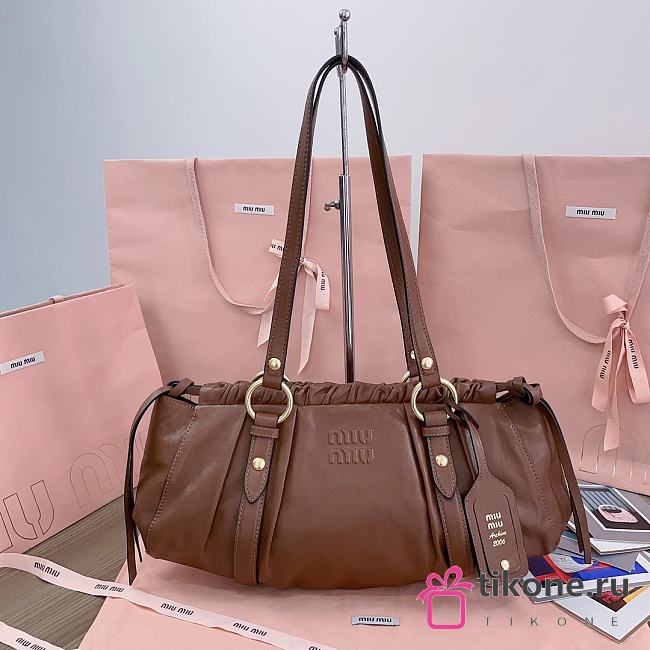 Miumiu Joie Nappa Leather Bag Brown - 44x16x10.5cm - 1