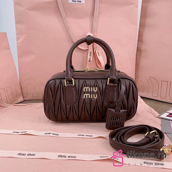 Miumiu Arcadie Matelasse Nappa Leather Bag Briarwood - 22x10.5x7.5cm - 1