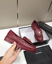 Chanel CC Gold Loafers Red - 2