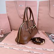 Miumiu Aventure Nappa Leather Top-Handle Bag Brown - 31x27x11cm - 5