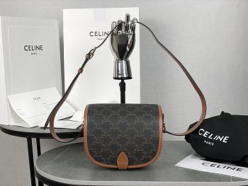 Celine Medium Folco Bag In Triomphe Canvas And Calfskin Tan - 18.5x17x7cm