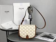 Celine Medium Folco Bag In Triomphe Canvas And Calfskin White - 18.5x17x7cm - 1