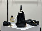 Celine Small 16 In Satinated Calfskin Black - 23x18x10cm - 4