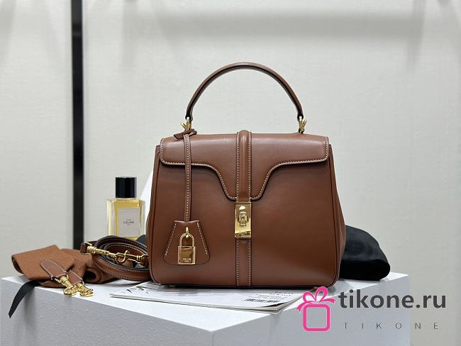 Celine Small 16 In Satinated Calfskin Brown - 23x18x10cm - 1