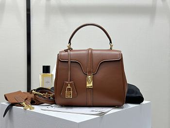 Celine Small 16 In Satinated Calfskin Brown - 23x18x10cm