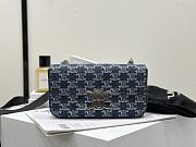 Celine Chain Shoulder Bag Claude In Denim With Triomphe All Over - 20.5x11.5x4cm - 1