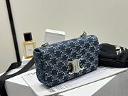 Celine Chain Shoulder Bag Claude In Denim With Triomphe All Over - 20.5x11.5x4cm - 3