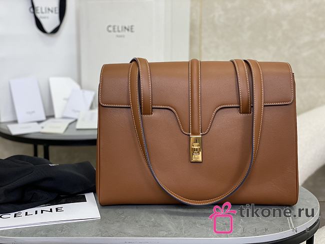 Celine Medium Soft 16 Bag In Smooth Calfskin Brown - 32.5x23x14cm - 1