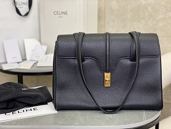 Celine Medium Soft 16 Bag In Supple Grained Calfskin Black - 32.5x23x14cm