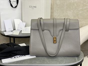 Celine Medium Soft 16 Bag In Supple Grained Calfskin Gray - 32.5x23x14cm