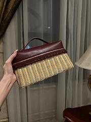 Loro Piana Extra Pocket L27 Wicker Pouch in Burgundy - 27x16x10cm - 2