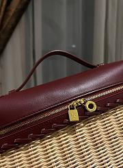 Loro Piana Extra Pocket L27 Wicker Pouch in Burgundy - 27x16x10cm - 4