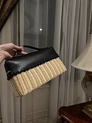 Loro Piana Extra Pocket L27 Wicker Pouch in Black - 27x16x10cm - 3