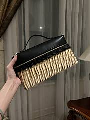 Loro Piana Extra Pocket L27 Wicker Pouch in Black - 27x16x10cm - 6