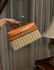 Loro Piana Extra Pocket L27 Wicker Pouch in Orange - 27x16x10cm - 1