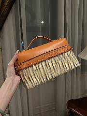 Loro Piana Extra Pocket L27 Wicker Pouch in Orange - 27x16x10cm - 6