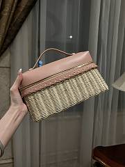 Loro Piana Extra Pocket L27 Wicker Pouch in Pink - 27x16x10cm - 2