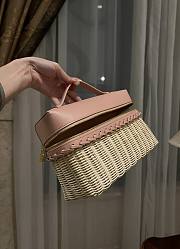 Loro Piana Extra Pocket L27 Wicker Pouch in Pink - 27x16x10cm - 4