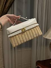 Loro Piana Extra Pocket L27 Wicker Pouch in White - 27x16x10cm - 1