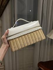 Loro Piana Extra Pocket L27 Wicker Pouch in White - 27x16x10cm - 2