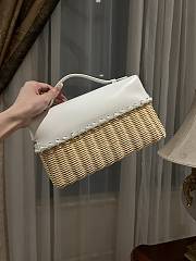 Loro Piana Extra Pocket L27 Wicker Pouch in White - 27x16x10cm - 4