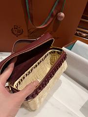 Loro Piana Extra Pocket L19 Wicker Pouch in Burgundy - 11x19x7cm - 2