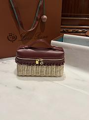 Loro Piana Extra Pocket L19 Wicker Pouch in Burgundy - 11x19x7cm - 5