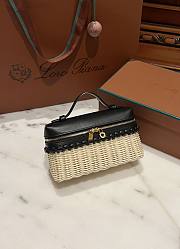 Loro Piana Extra Pocket L19 Wicker Pouch in Black - 11x19x7cm - 4