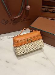 Loro Piana Extra Pocket L19 Wicker Pouch in Orange - 11x19x7cm - 2