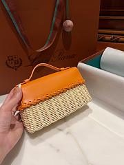 Loro Piana Extra Pocket L19 Wicker Pouch in Orange - 11x19x7cm - 6