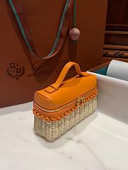 Loro Piana Extra Pocket L19 Wicker Pouch in Orange - 11x19x7cm - 5