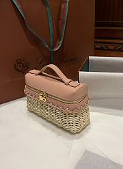 Loro Piana Extra Pocket L19 Wicker Pouch in Pink - 11x19x7cm - 3