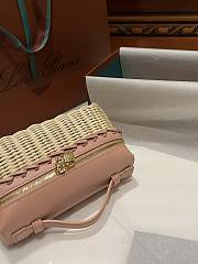 Loro Piana Extra Pocket L19 Wicker Pouch in Pink - 11x19x7cm - 4