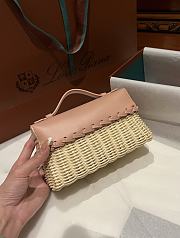 Loro Piana Extra Pocket L19 Wicker Pouch in Pink - 11x19x7cm - 5