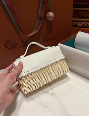 Loro Piana Extra Pocket L19 Wicker Pouch in White - 11x19x7cm - 2