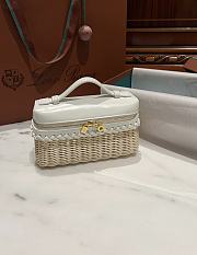 Loro Piana Extra Pocket L19 Wicker Pouch in White - 11x19x7cm - 3