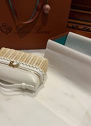 Loro Piana Extra Pocket L19 Wicker Pouch in White - 11x19x7cm - 4