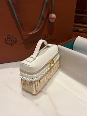 Loro Piana Extra Pocket L19 Wicker Pouch in White - 11x19x7cm - 5