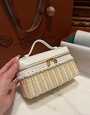 Loro Piana Extra Pocket L19 Wicker Pouch in White - 11x19x7cm - 6