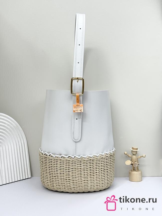 Loro Piana Cedar Bucket Bag Wicker White - 26x27x19cm - 1