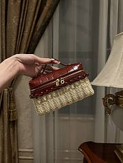 Loro Piana Extra Pocket L19 Wicker Pouch in Crocodile Burgundy - 11x19x7cm - 1